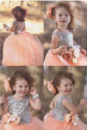 Abito da Cerimonia Bambini Principessa con Fiore con paillette A Terra decorato Senza Maniche - Foto 1