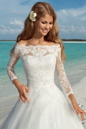 Langärmeliges Beach Stil Gericht Schleppe langes prächtiges Brautkleid mit Applike - Bild 2