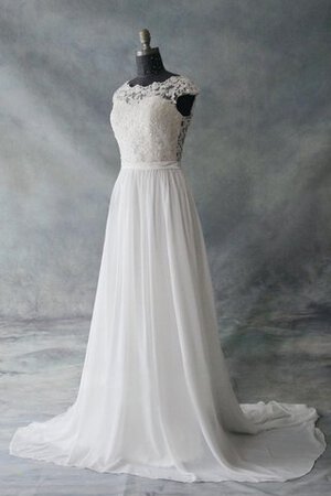 Robe de mariée plissage facile de col entaillé appliques de traîne moyenne - Photo 1