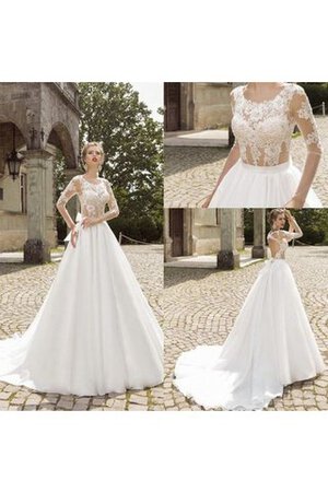 Robe de mariée modeste avec nœud à boucles en organza avec manche 1/2 noeud - Photo 1