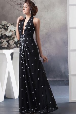 Vestido de Noche de Volantes Adorno de Escote halter de Hasta el Tobillo de Apliques - Foto 4