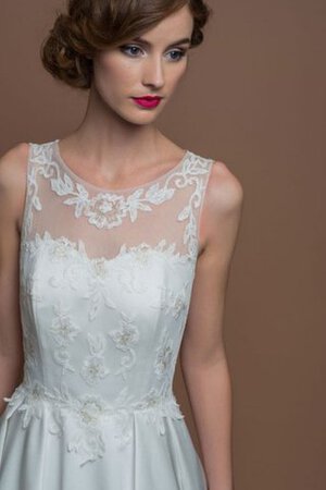 Abito da Sposa Tondo con Applique A-Line A Terra in Raso Naturale - Foto 4