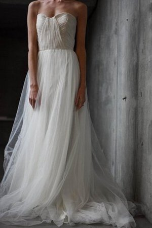 Abito da Sposa Senza Maniche con Increspato Cerniera con Piega Cuore in Tulle - Foto 5