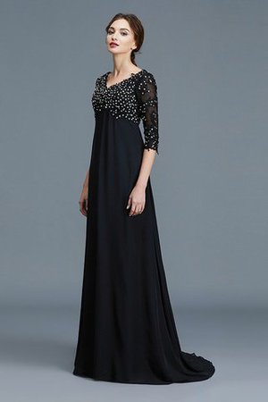 Chiffon Prinzessin Bodenlanges Brautmutterkleid mit V-Ausschnitt mit Halben Ärmeln - Bild 5