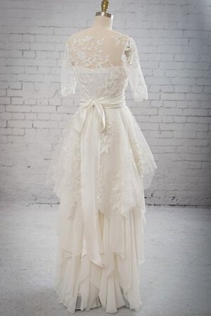 Robe de mariée avec gradins en chiffon appliques longueur au ras du sol avec ruban - Photo 3