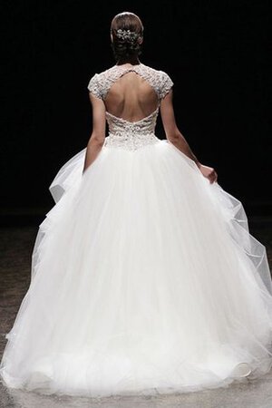 Abito da Sposa con Perline Lupetto in Tulle in Pizzo con Ricamo Cappellino - Foto 2