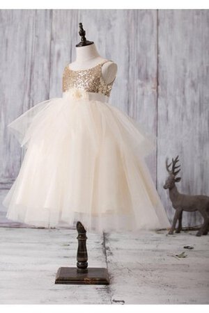 Robe de cortège enfant naturel brillant textile en tulle de lotus avec nœud - Photo 2