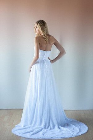 Abito da Sposa con Piega in Pizzo senza spalline con Perline Naturale A-Line - Foto 4