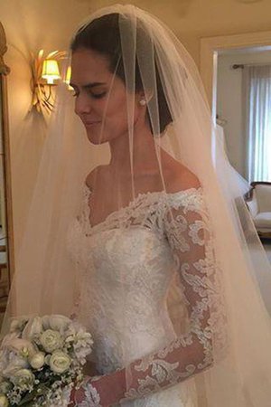 Abito da Sposa Coda A Strascico Corto Lusso Tubino in Pizzo Fuori dalla spalla - Foto 2