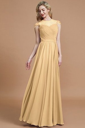 Normale Taille A-Linie Chiffon Kurze Ärmeln Brautjungfernkleid mit Schaufel Ausschnitt - Bild 17