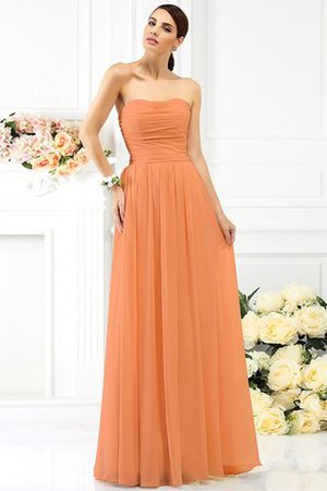 Robe demoiselle d'honneur plissé en chiffon avec fronce a-ligne jusqu'au sol - Photo 20