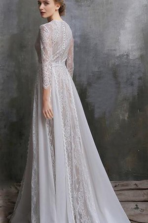 Abito da Sposa tradizionale con Applique con Bottone in Pizzo A-Line con Piega - Foto 2