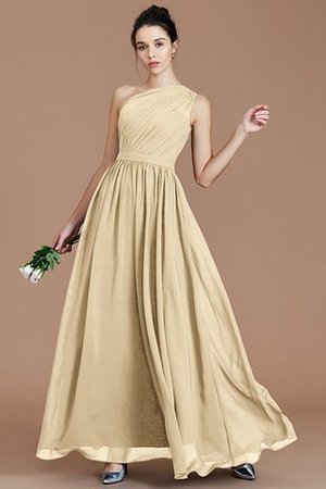 Robe demoiselle d'honneur naturel en chiffon ruché ligne a d'épaule asymétrique - Photo 10