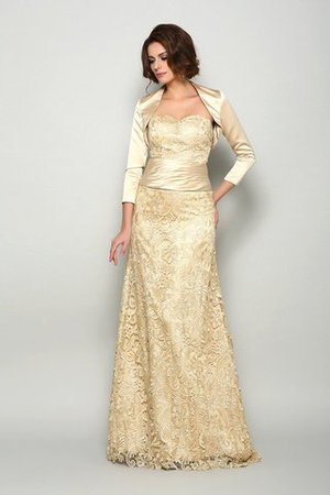 Satin A-Linie Herz-Ausschnitt Bodenlanges Brautmutterkleid mit Jacke - Bild 1