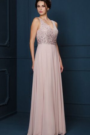 Robe de bal simple brillant avec perle avec sans manches en chiffon - Photo 3