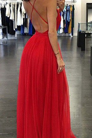 Vorne geschlitztes Spaghetti Träger romantisches sexy Ballkleid aus Chiffon mit Rüschen - Bild 2