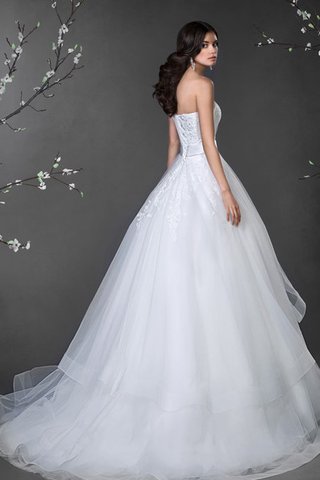 Abito da Sposa in Tulle con Seghettato Lungo con Festone Allacciato Ball Gown - Foto 2