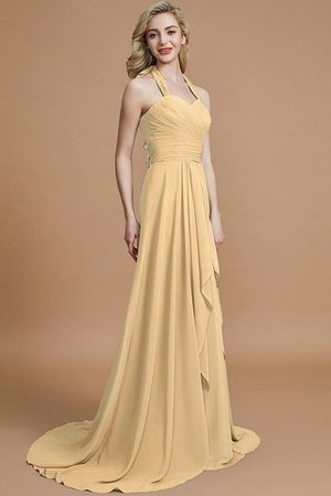 Abito da Damigella Naturale A-Line Anello in Chiffon Senza Maniche - Foto 17