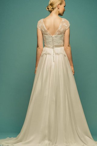 Abito da Sposa con Applique classico in Tulle con Manica Corte con Fiocco Tondo - Foto 2