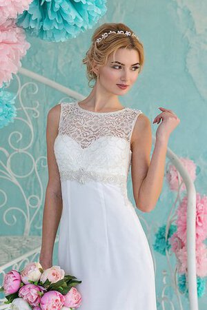 Robe de mariée manche nulle en forme avec perle avec chiffon de traîne mi-longue - Photo 3