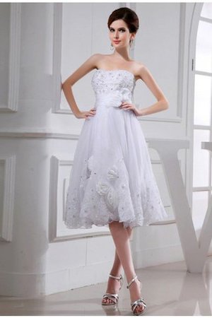 Robe de mariée courte appliques de bustier de longueur à genou en organza - Photo 1