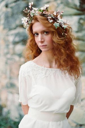 Robe de mariée romantique au bord de la mer avec manche courte de traîne courte ceinture - Photo 4