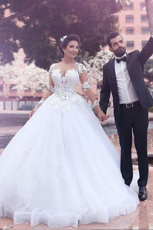 Vestido de Novia de Corte Evasé de Cola Corte de Escote Corazón de Natural - Foto 1