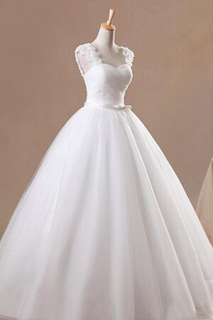 Robe de mariée bretelles spaghetti textile en tulle avec fleurs de mode de bal de col en cœur - Photo 1