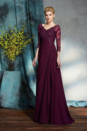 Dreiviertel Länge Ärmeln A Linie Chiffon Bodenlanges Anständiges Brautmutterkleid - Bild 6