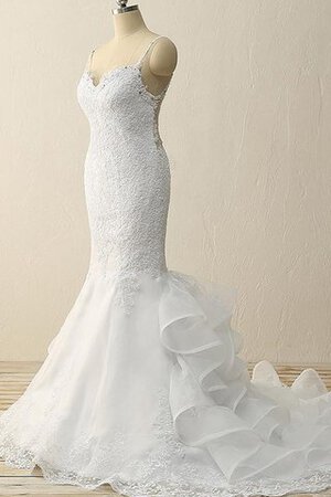 Abito da Sposa con Applique Conotta in Paillette Cerniera A Terra Coda A Strascico Cappella - Foto 4