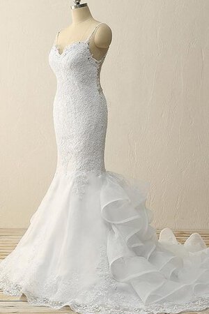 Robe de mariée pailleté avec zip en organza de sirène appliques - Photo 4