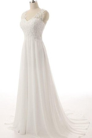 Robe de mariée modeste plissé appliques de col en cœur ruché - Photo 4