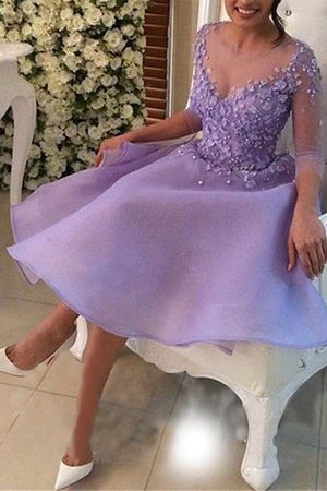 Herrlich A Linie V-Ausschnitt Organza Knielanges Abiballkleid - Bild 1