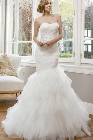 Robe de mariée naturel manche nulle de sirène de bustier textile en tulle - Photo 1