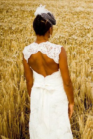 Abito da Sposa Naturale A Terra Senza Maniche Buco Della Serratura Schiena sexy in pizzo - Foto 2