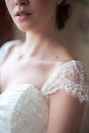 Abito da Sposa a Spiaggia Cappellino con Manica Corte Naturale in Chiffon Quadrato - Foto 4