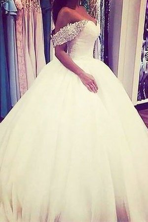 Abito da Sposa Spazzola Treno Ball Gown Fuori dalla spalla in Tulle con Perline - Foto 1