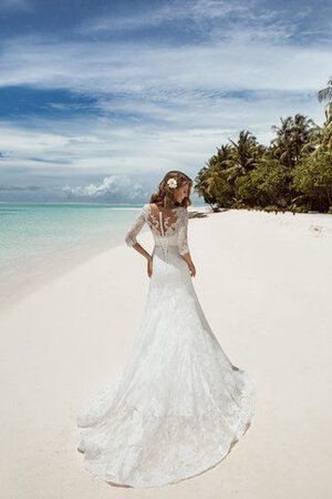 Abito da Sposa Elegante Allacciato Sirena Lungo V-Scollo a Spiaggia - Foto 3