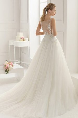 Robe de mariée plissé luxueux avec fleurs broder col en bateau - Photo 2