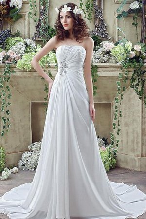 Outdoor keine Taille Perlenbesetztes drapiertes besonderes romantisches Brautkleid - Bild 1