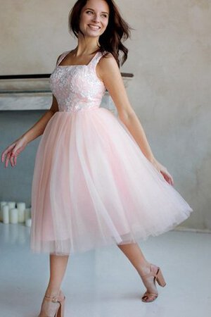 Robe de bal plissage naturel en tulle encolure en carré avec manche courte - Photo 2