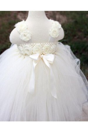 Robe de cortège enfant plissé manche nulle en tulle avec fleurs de mode de bal - Photo 3