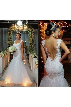 Abito da Sposa con Applique Sirena Cuore Moderno Naturale in Tulle - Foto 3