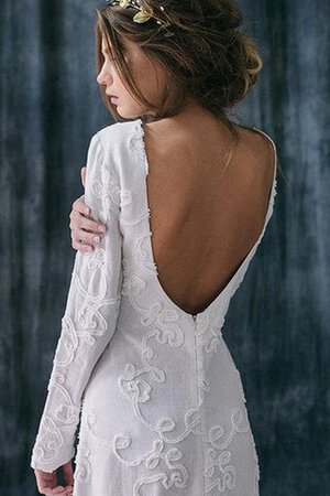 Abito da Sposa Semplice con Applique con Maniche Lunghe decorato Cerniera in Pizzo - Foto 3