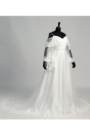 Robe de mariée croisade bretelles spaghetti de traîne moyenne avec zip textile en tulle - Photo 9