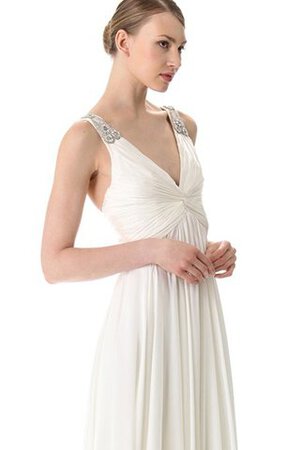 Abito da Sposa in Chiffon Lungo A-Line V-Scollo Profondo V-scollo A Terra - Foto 3