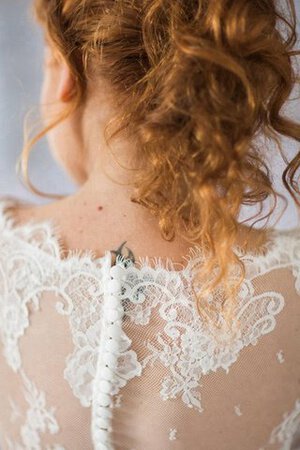 Abito da Sposa Naturale con Maniche Lunghe A-Line conservatore Tondo in Organza - Foto 5