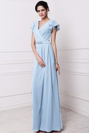 Robe demoiselle d'honneur plissé longue en chiffon avec fronce en forme - Photo 17