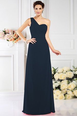 Robe demoiselle d'honneur plissé avec zip en chiffon au drapée a-ligne - Photo 10