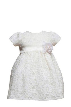 Robe de cortège enfant encolure ronde avec décoration dentelle avec fleurs avec manche courte - Photo 1